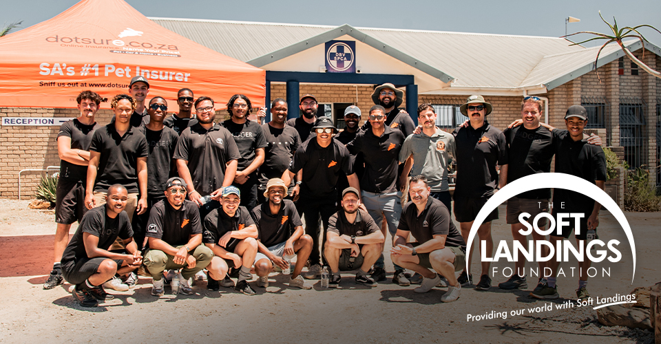 A group of dotsure employees infront of the SPCA in George, providing Soft Landings