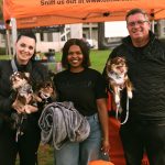 Dotsure family members, Lindi Pieterse with her husband, Mr Miyagee, Mademoiselle Lulu Belle, Alaya, and Asanda at The Galileo Open Air Cinema pet-friendly movie night in Cape Town.