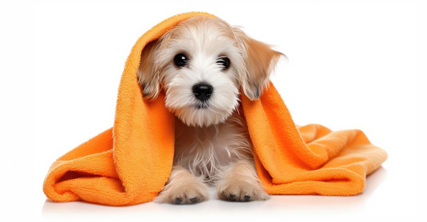 A puppy covered in a blanket with their paws out as their owner wonders how big their puppy might grow.