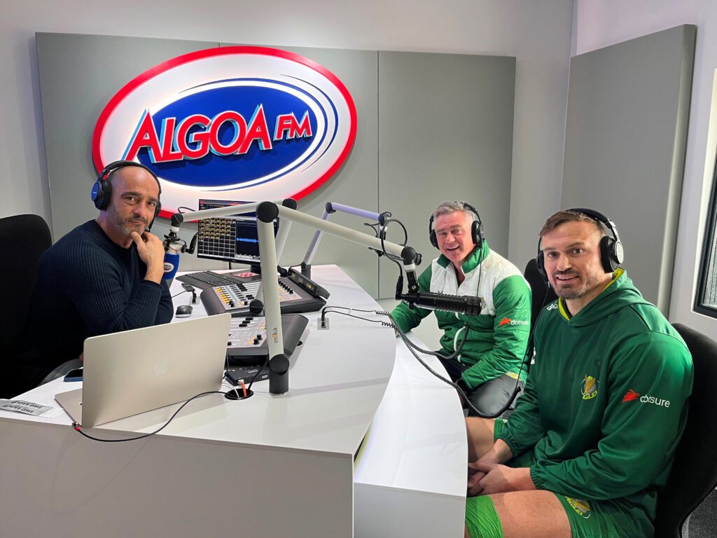 Dotsure SWD Eagles Head Coach Heyneke Meyer and Team Captain Carel du Preez at a radio interview with Algoa.fm.