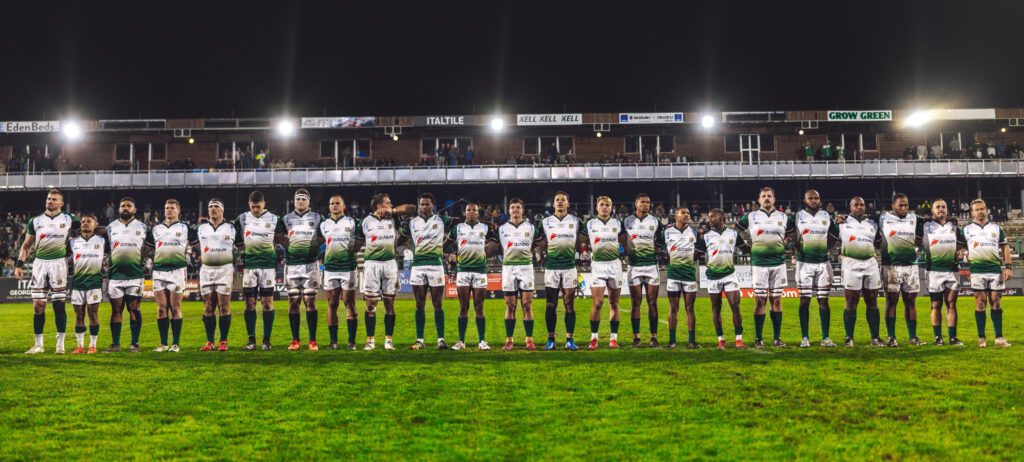 The Dotsure SWD Eagles team at the Carling Currie Cup Division 1 Finals game before kick-off.